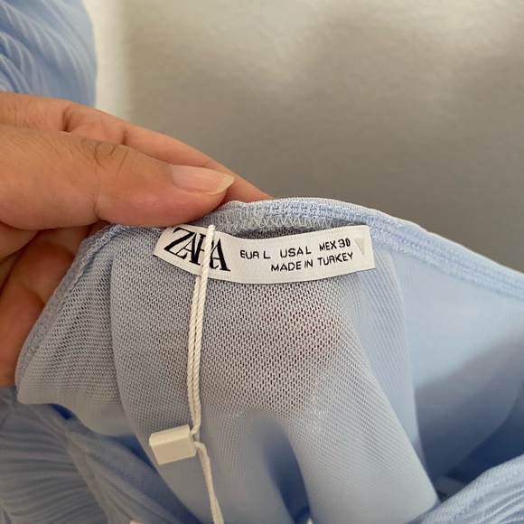 Zara Organza Top Puff Sleeve - Pastel Blue - Picture 8 of 9